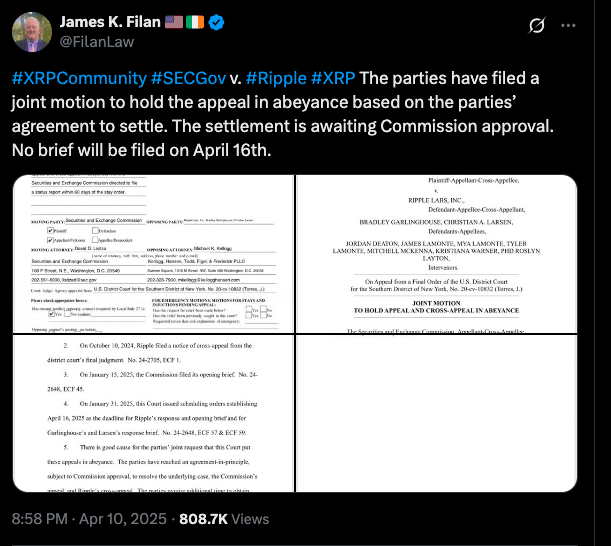 Ripple and SEC Jointly Move⁢ to Halt Appeals on Legal⁢ Proceedings